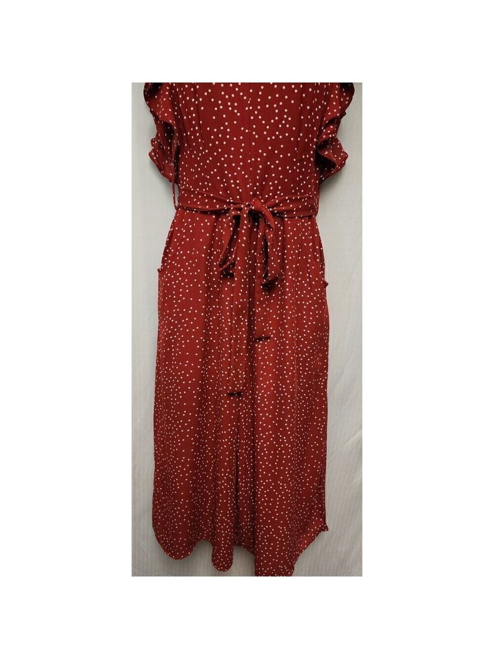 She+ SKY Polka-Dots Sleeveless V-Neck Cutout Back Color Red/White Romper Size M - Picture 7 of 8